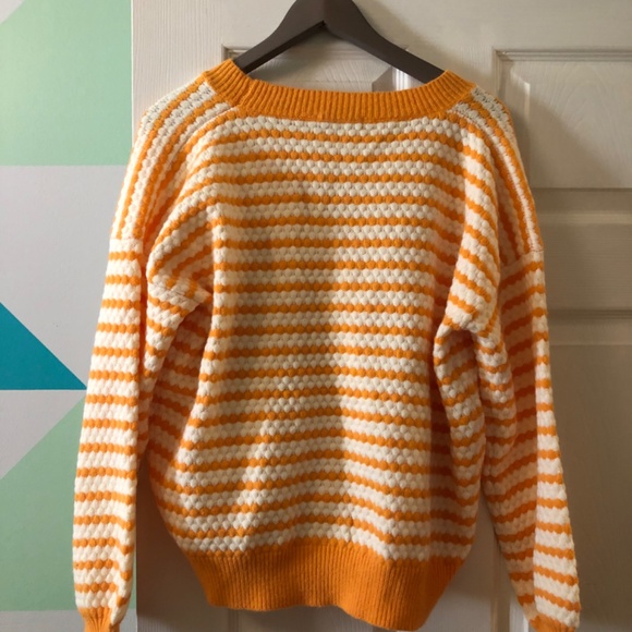 Yellow/orange/golden and white striped cardigan - Picture 2 of 5